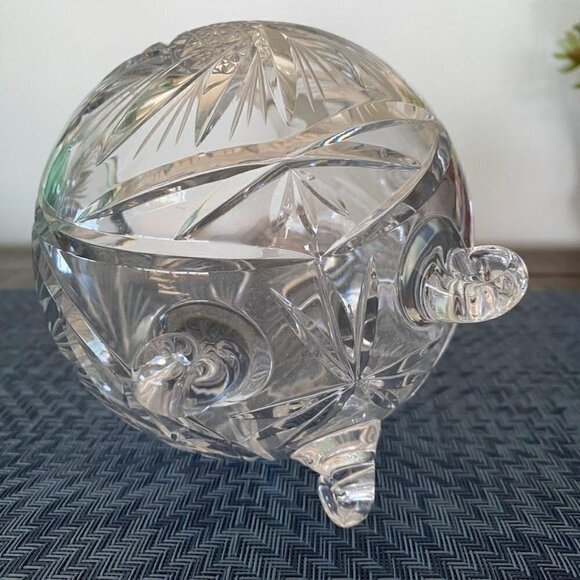American Cut Crystal Corp Czech Footed Round Rose Vase - Picture 3 of 6